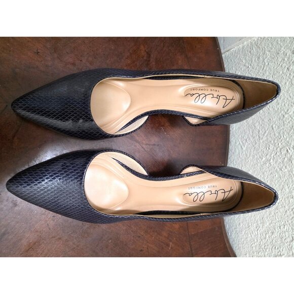 Abella True Comfort Women's Purple Snakeskin-Pattern Pointed-Toe D'Orsay Heels S - Picture 3 of 12